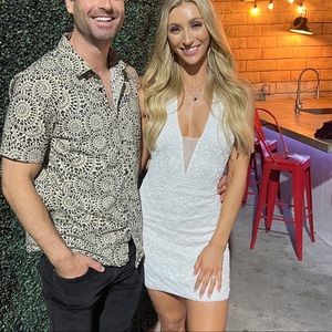 Lulu’s white beaded halter dress